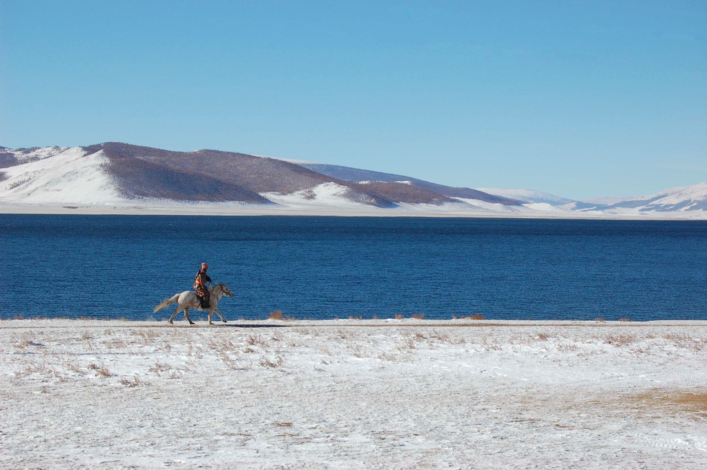 Image Chevauchée blanche, la mongolie en hiver